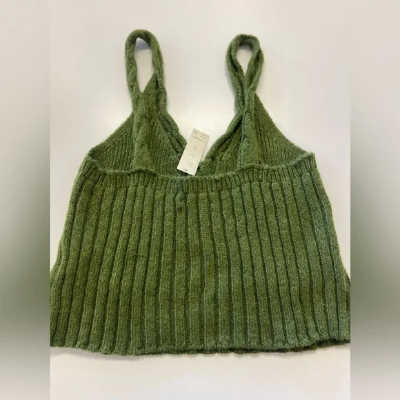 NWT Green Cable Knit Anthropologie Sweater Cropped Tank Top sz XL - Picture 8 of 9